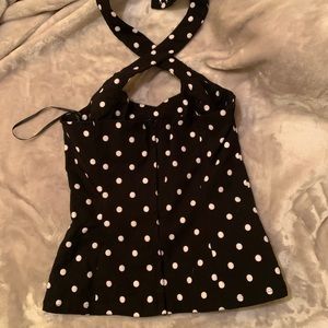 black and white unique vintage polka dot tank